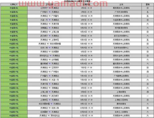 2019中超赛程公布