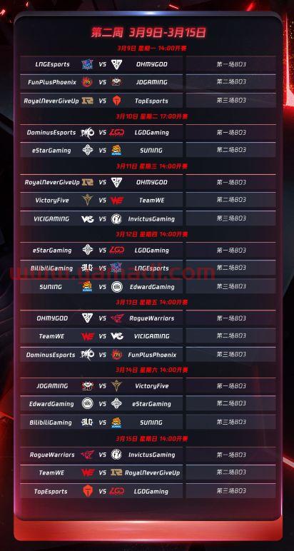 lpl赛程2021赛程表(lpl赛程2021详细列表)